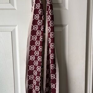 Michael Kors Maroon and Cream Logo Scarf